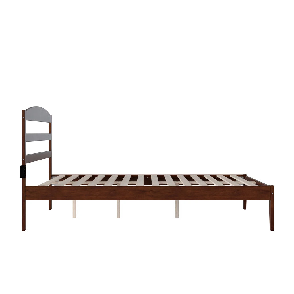 Queen Bed with USB Charger in Walnut S254764